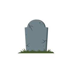 Old spooky tombstone standing in a graveyard, perfect for Halloween decorations and eerie designs.