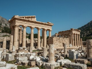Obraz premium Classical Greek Temple Ruins at Ancient Delphi
