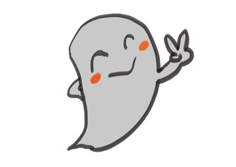 Obraz premium ピースサインするオバケのイラスト