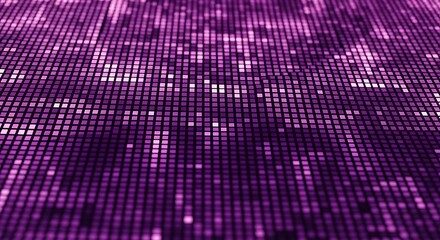 Abstract digital background of purple glowing squares in a grid pattern