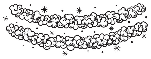Fototapeta premium Cartoon doodle style smoke and stars illustration with comic clouds – retro hand drawn illustration