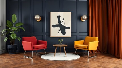 Stylish modern living room with art