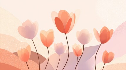 Abstract Floral Design with Soft Pastel Colors and Gentle Shapes