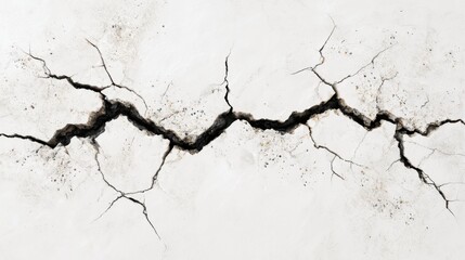 Deep cracks mar the surface of an aging concrete structure revealing signs of deterioration and neglect. The fissures create a stark contrast against the light surface capturing attention.