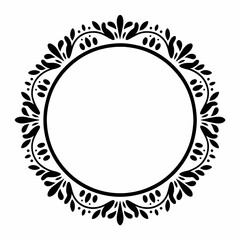 Elegant Black and White Floral Frame for Invitations or Decorative Designs Vintage Style Floral Pattern