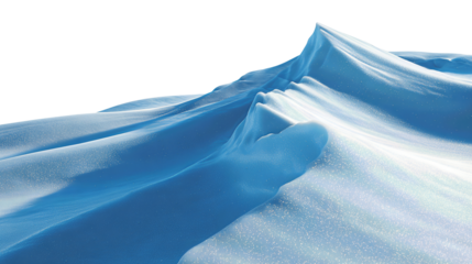 Wind-shaped snow drift with smooth rolling form and blue shadow tones isolated on transparent background.
