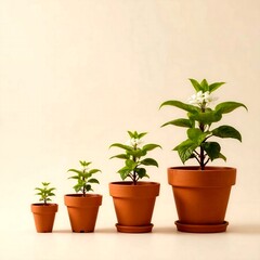Fototapeta premium Symbolic Business Growth with Potted Plants