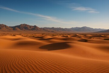 Golden Sand Dunes in Vast Desert Landscape