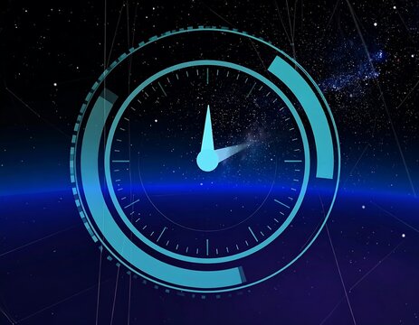 Futuristic clock in space