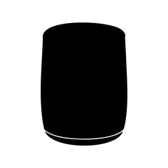 Silhouette of a simple cylindrical container with rounded corners isolated on white