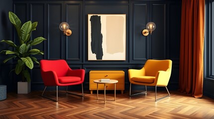 Stylish modern living room with art