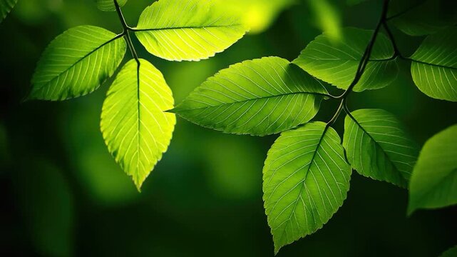 A detailed view of green foliage on a tree branch, ideal for use in gardening or nature-themed designs