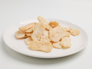 Rice crackers on white plate