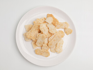 Rice crackers on white plate