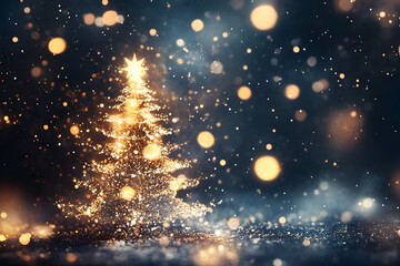 Obraz premium Enchanted glittering christmas tree with radiant lights for festive holiday celebrations