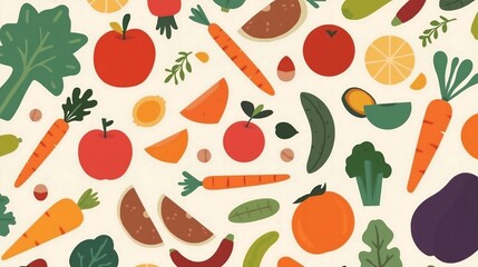 Obraz premium Natural Food Banner in Vibrant Flat Style