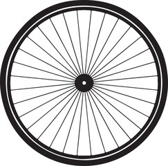 Black and White Bicycle Wheel Illustration