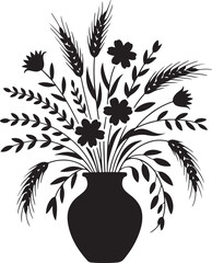 Floral and wheat bouquet in a rustic vase