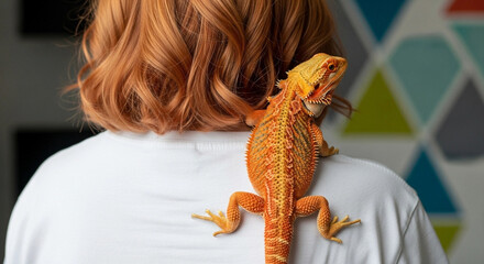 Bearded Dragon on Shoulder: Pet Lizard Photo