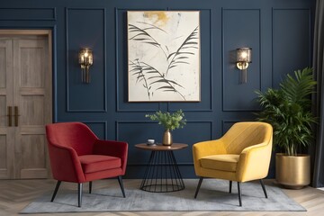 Stylish modern living room with art