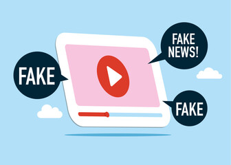 Fake news in social media. News with disinformation, lies and propaganda. Live streaming digital multimedia player, making money. Entertainment broadcast. Social media live streaming. Vector