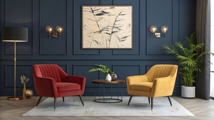 Stylish modern living room with art