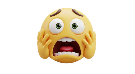 Scared emoji with hands on face, wide eyes, and open mouth.