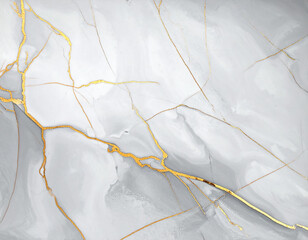 Fototapeta premium Light gray marble background texture with golden veins