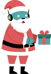 Robot Santa Claus with Gift Illustration