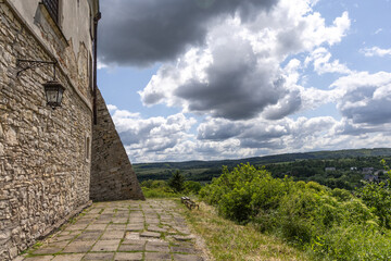 Facade old castle in day