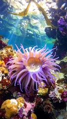 Fototapeta premium Underwater anemone vibrant colors