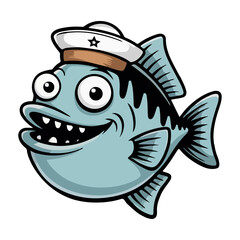Fish Cartoon Character Design – Vector Illustration on White Background, fish, cartoon, cute, vector, illustration, animal, character.