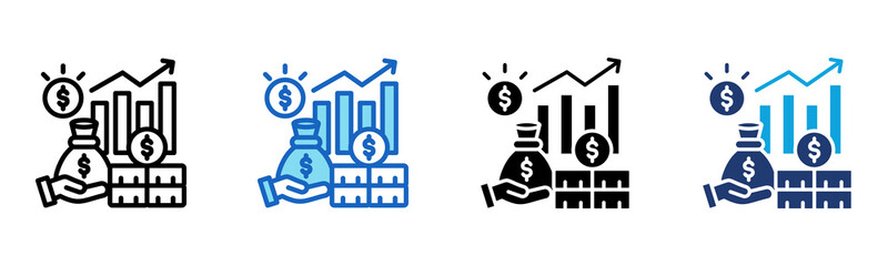 Financial Growth icon Multi Style Vector Illustration