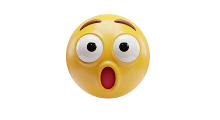 Fototapeta premium A yellow emoji face with wide, surprised eyes and an open mouth, expressing shock or astonishment.