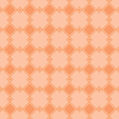A seamless geometric pattern repeating with neatly arranged square or diamond-like shapes. Orange with yellow lines on a light orange or cream background for curtains, tablecloths, tiles, wallpaper