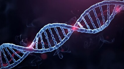 Animated Dna Double Helix Strands Rotating With Red Energy Glow - Powered by Adobe