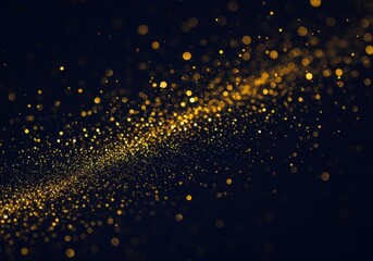 Fototapeta premium Abstract Navy Background with Glowing Golden Sparkles and Festive Lights