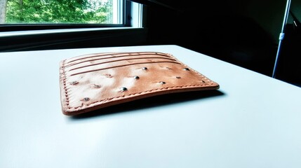 Light brown leather card holder