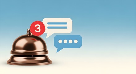 Notification Bell with Chat Bubbles A Reminder of Unread Messages and Communications