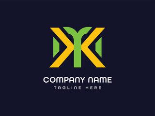 km Letter Logo Design | Modern Abstract Creative Business Branding Icon.