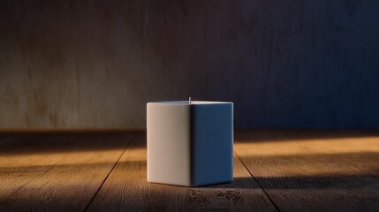 Square candle on wooden floor