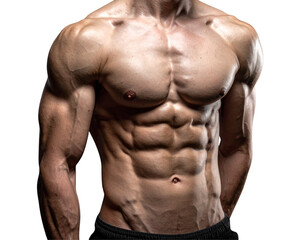 Obraz premium Athletic Male Torso with Defined Abs on Transparent Background