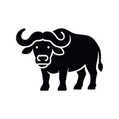 Fototapeta premium Silhouette of a standing buffalo isolated on white background