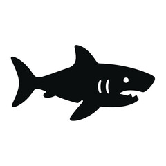 Obraz premium Silhouette of great white shark icon isolated on white background