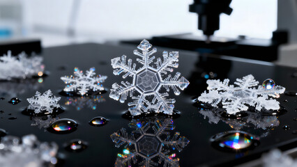 Delicate Snowflakes Crystal Macro Photography Winter Detail