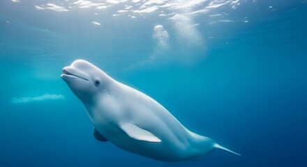 Beluga whale underwater swimming in ocean arctic marine life sea mammal wildlife aquatic animal photography