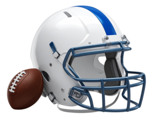 Modern Sports Helmet with Blue Stripe for American Football