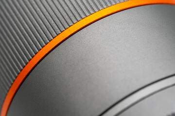 Abstract Macro Detail of Camera Lens Texture and Orange Ring