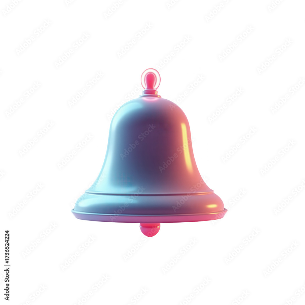 Wall mural illuminated bell features gradient hues and shiny surfaces, isolated against black background. its d