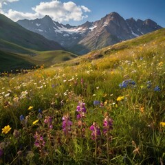 Fototapeta premium alpine meadow with flowers